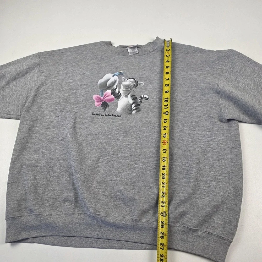 VTG‎ Disney Store Tigger Eeyore Sweatshirt Mens 3XL Gray Two Tails Crewneck